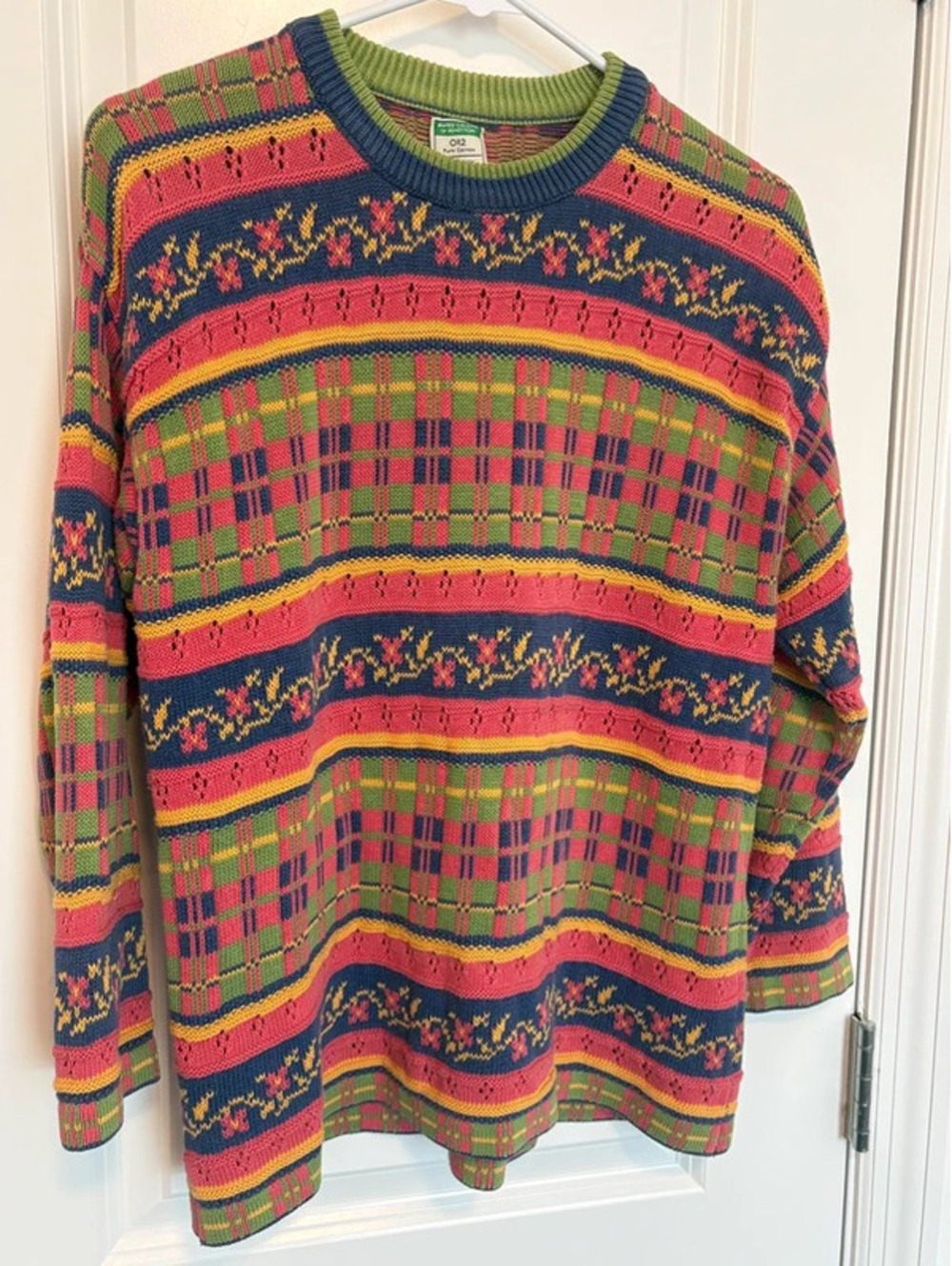 Vintage United Colors of Benetton Made in Italy 100% Cotton Sweater Size Small